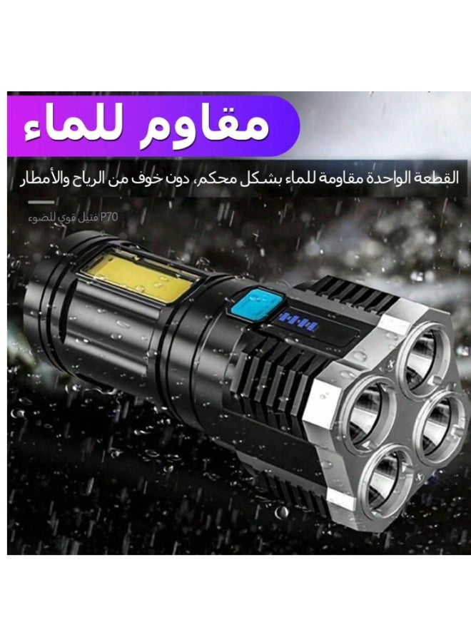 مصباح يدوي | كشاف LED | مصباح قابل للشحن | كشاف تخييم | مصباح طوارئ | مصباح مقاوم للماء | كشاف USB | إضاءة قوية | مصباح محمول | معدات التخييم - Image 3